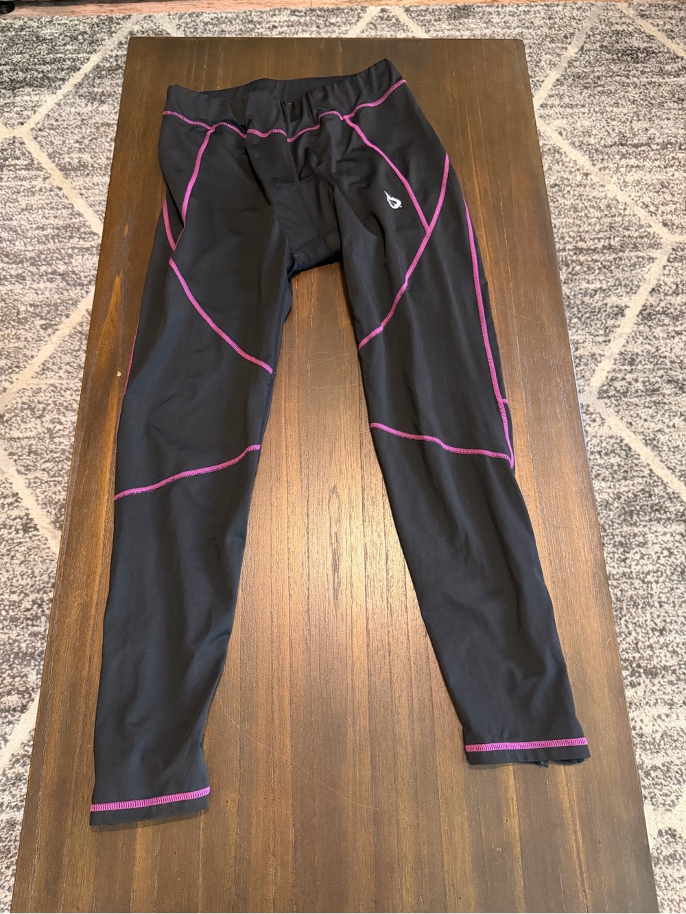 Baleaf Black Cycling Padded Leggings‎ with Pink Stitching